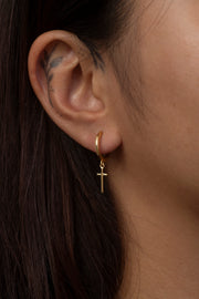 Cross Charm Hoops Earrings